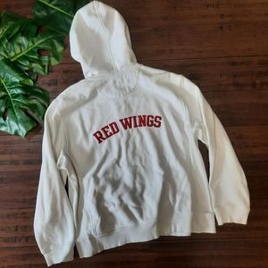 Red Wings White front zip Hoodie